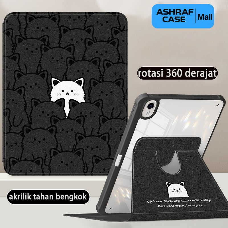 Cover For Samsung Galaxy Tab S7/S8 11" case 3600° Rotasi Slot Pena Transparan Akrilik Anti Bengkok +