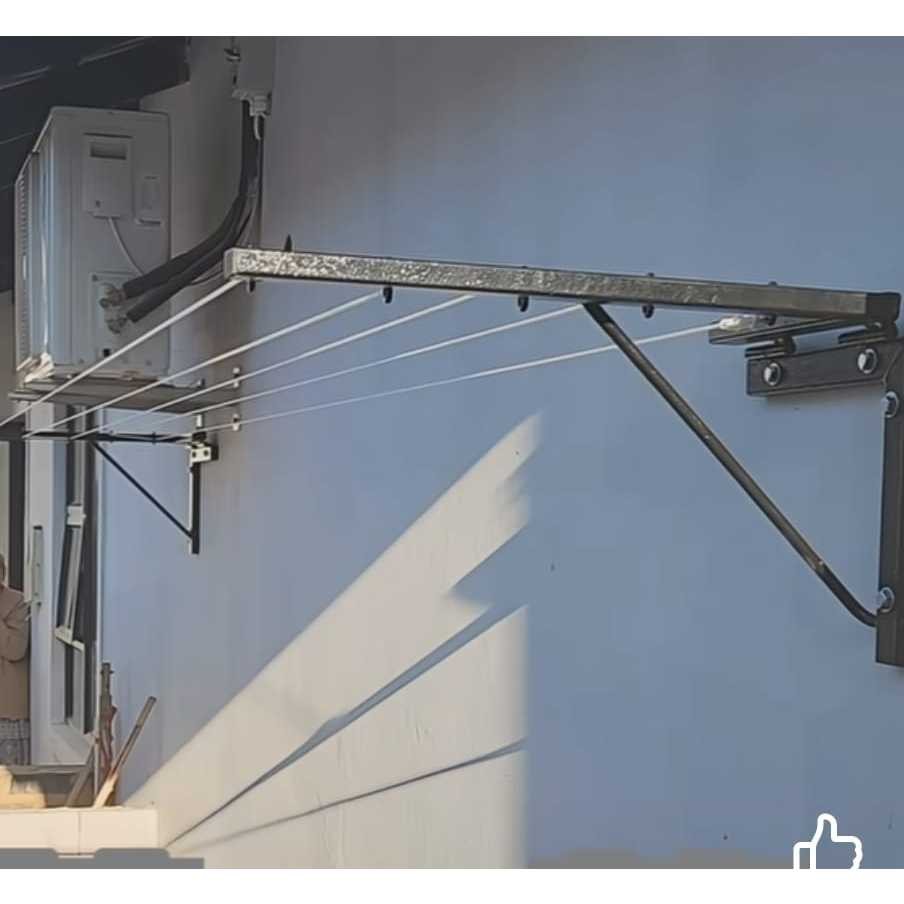 breaked- Jemuran Dinding Lipat Tempel Kuat Rak Jemuran Baju Handuk Nempel Dinding Bahan Besi Baja Ta