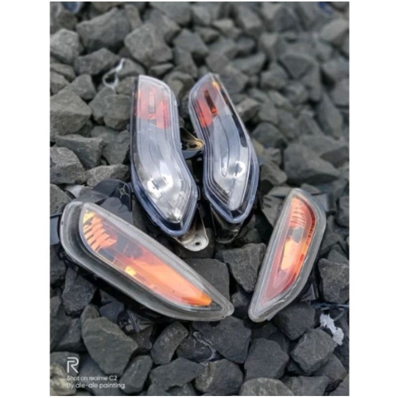Satu Paket Lampu Sein Sen Reteng Depan Belakang Scoopy Fi ESP Custom Hitam Oranye Fullset