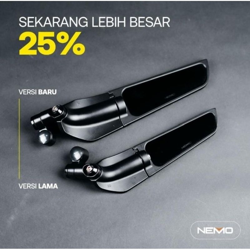 RIZQIJAYA  NEMO Spion Winglet (1367B-6 BIG) Model Rizoma Universal Kaca Cembung Jumbo