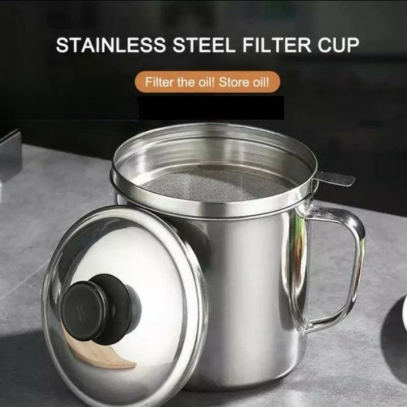 Wadah Minyak goreng Tempat Bekas Minyak Goreng Stainless Steel Oil Pot Tempat Minyak Goreng Bekas