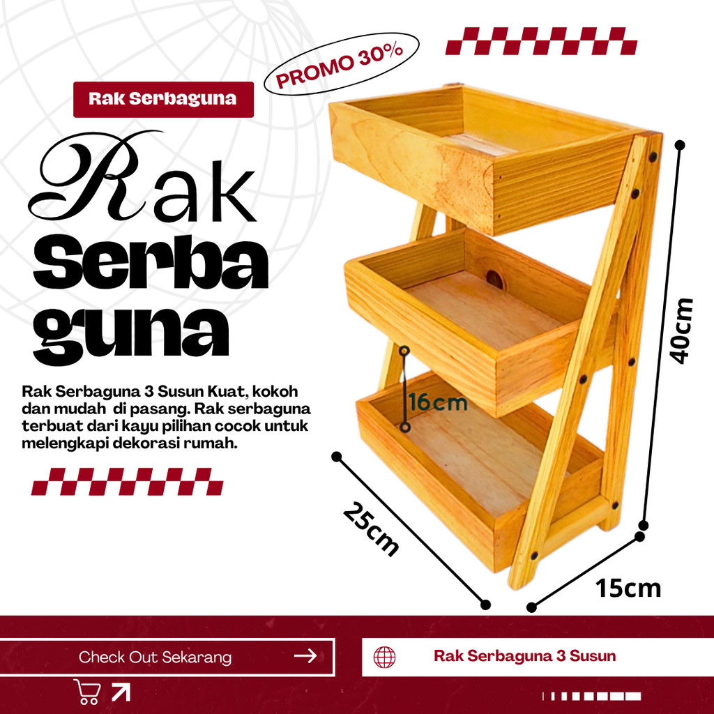 Rak Bawang Susun KAYU JATI Gratis Stiker Tempat Telur Bumbu Dapur Unik Aesthetic Kualitas Premium