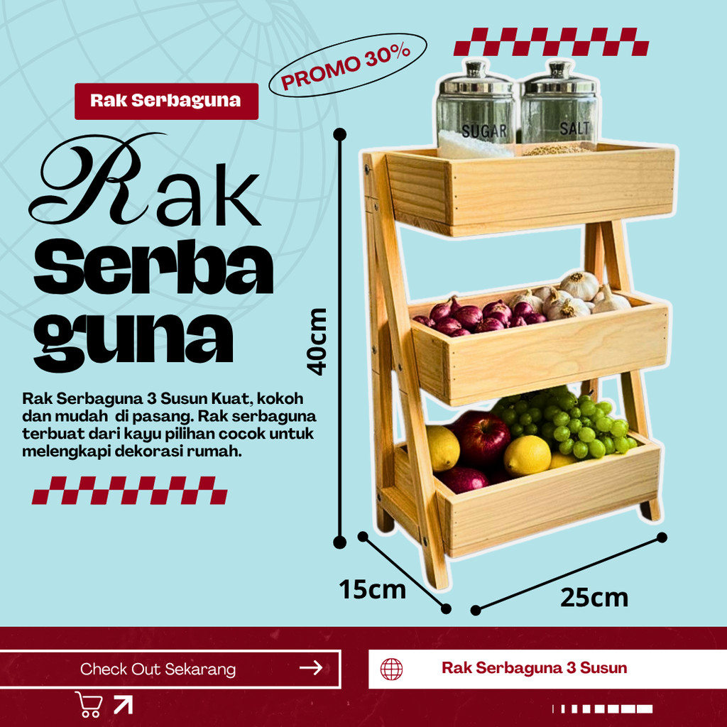 Rak Tempat Bawang / Rak Bumbu / Rak Telur 3 Susun