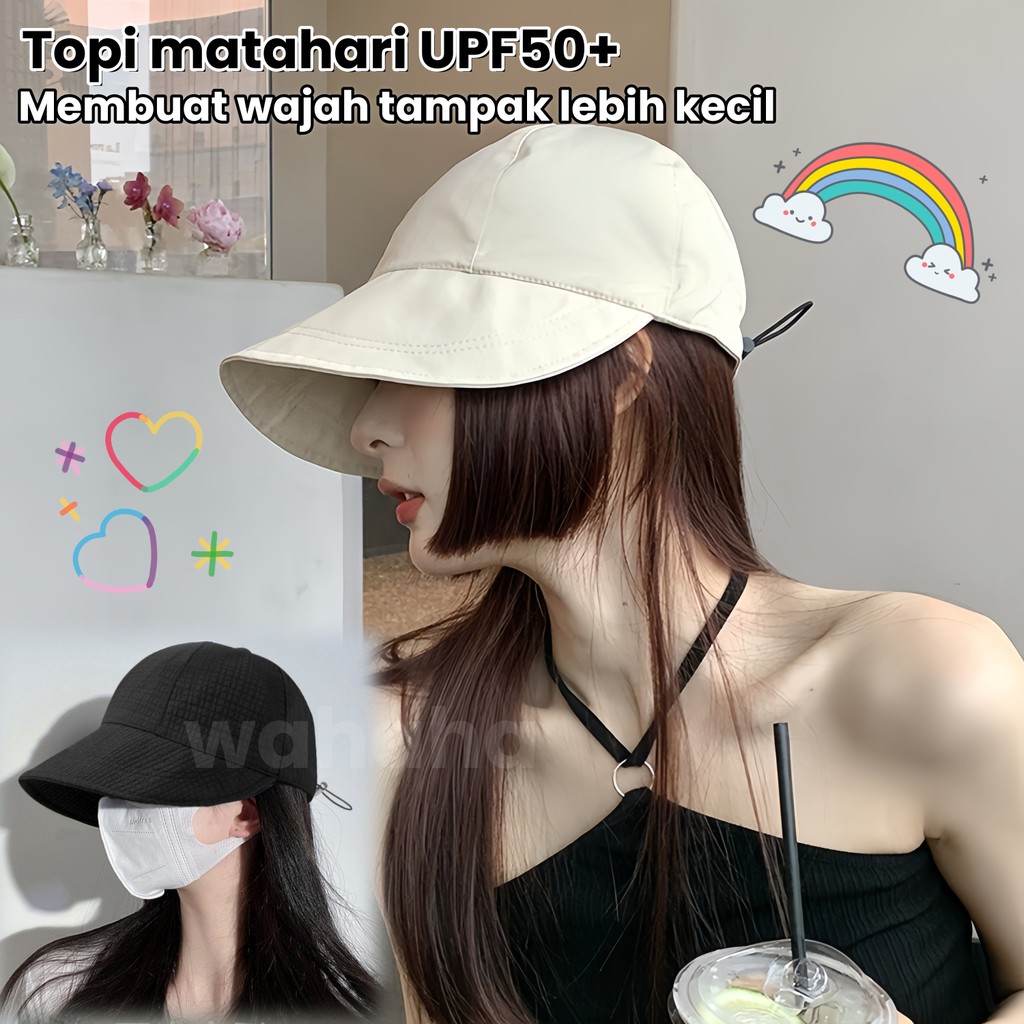Topi Wanita Korea Pelindung UV Matahari Topi Gaya Topi Pantai Topi Fashion dapat disesuaikan topi em