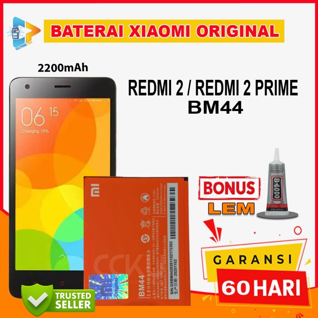 BATERAI BATRE XIAOMI REDMI 2 / REDMI 2 PRIME BM44 ORIGINAL 100% DISTRIBUTOR