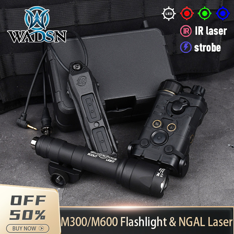 WADSN Tactic NGAL Red Green Laser Sight IR Pointer Strobe LED Flashlight M300 M600 Outdoor Hunting T