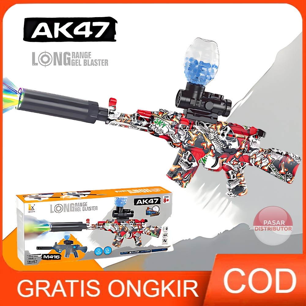 Pasar Distributor D-6653/WH41-2 AK47 GEL BLASTER Mainan Tembakan Water Bubble Elektrik AK47  Lampu