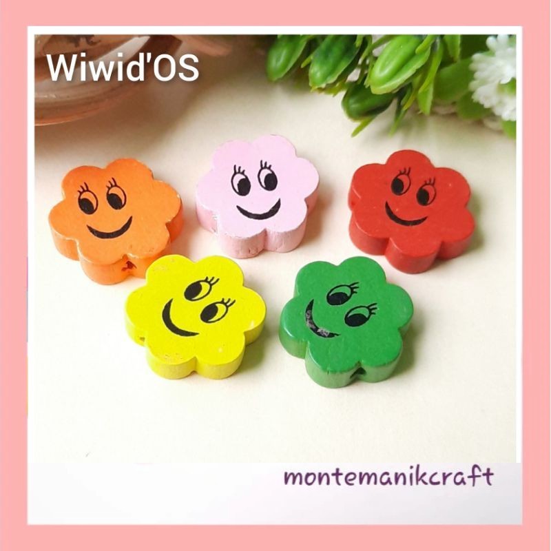 MANIK (5 bj) MANIK KAYU SMILE 20 MM MK015 MONTEMANIK CRAFT