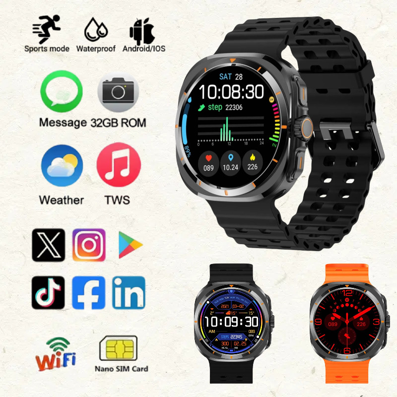 2025 New BW8 Smartwatch 4G Network Android1.51-inch Screen 400mAh Batter Google Play Pedometer Sleep
