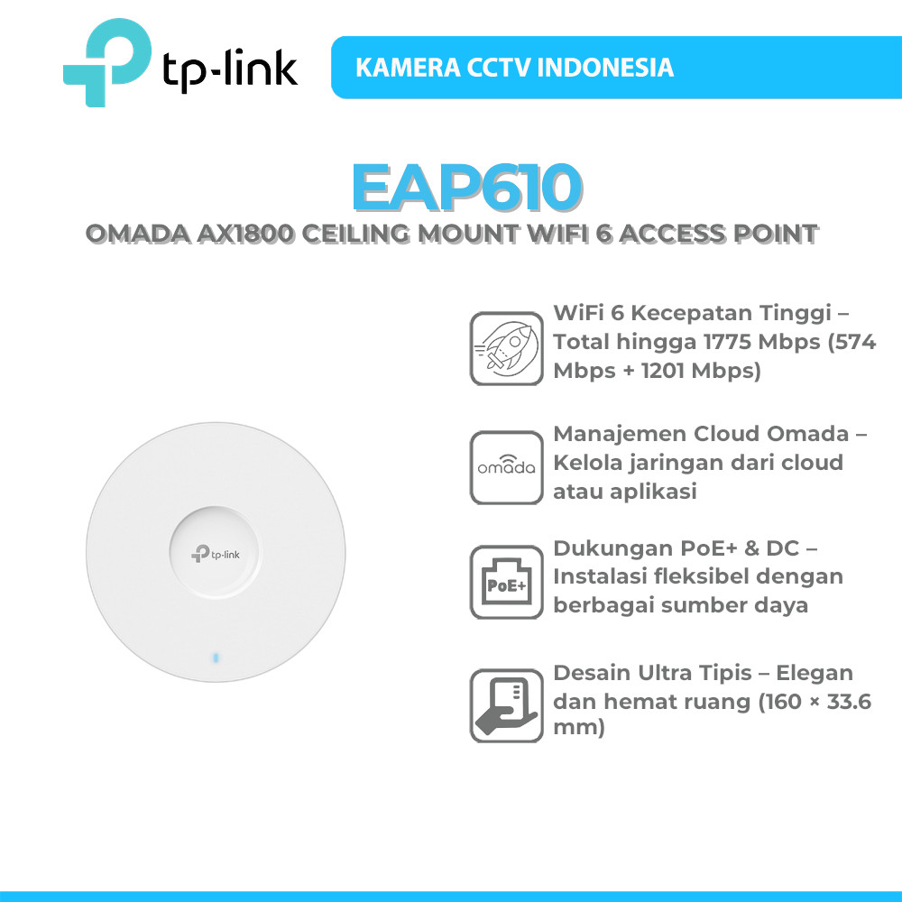 TP-LINK OMADA EAP610 AX1800 CEILING MOUNT WIFI 6 ACCESS POINT