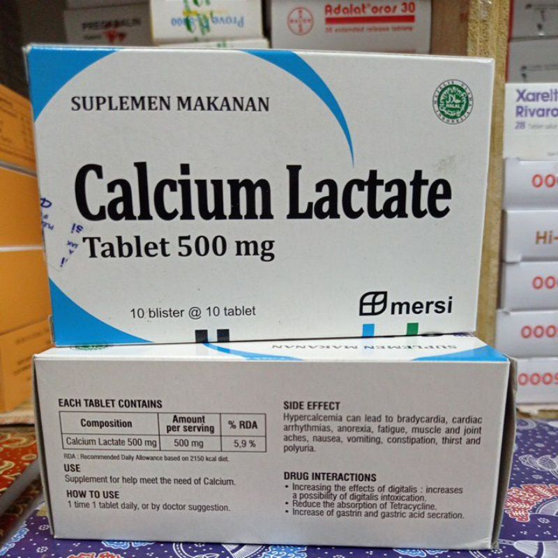 calcium lactate 500mg box 100 tablet