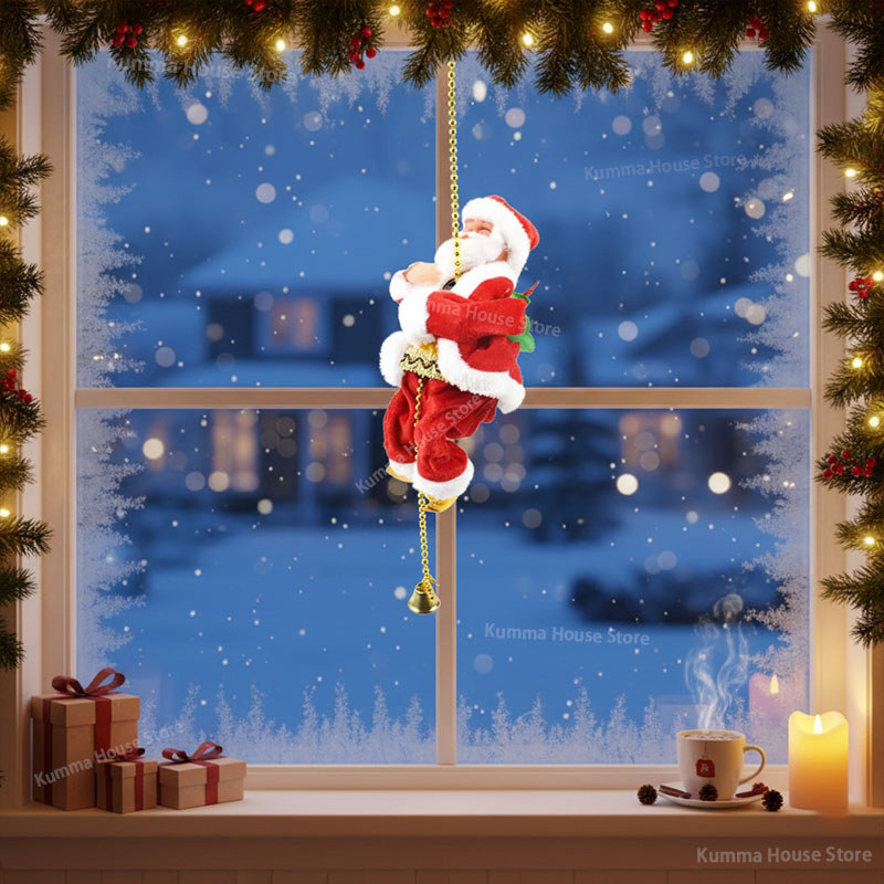 Electric Climbing Beads Santa Claus with Music Santa Claus Climbing The Stairs  Tree Decor Repeated 