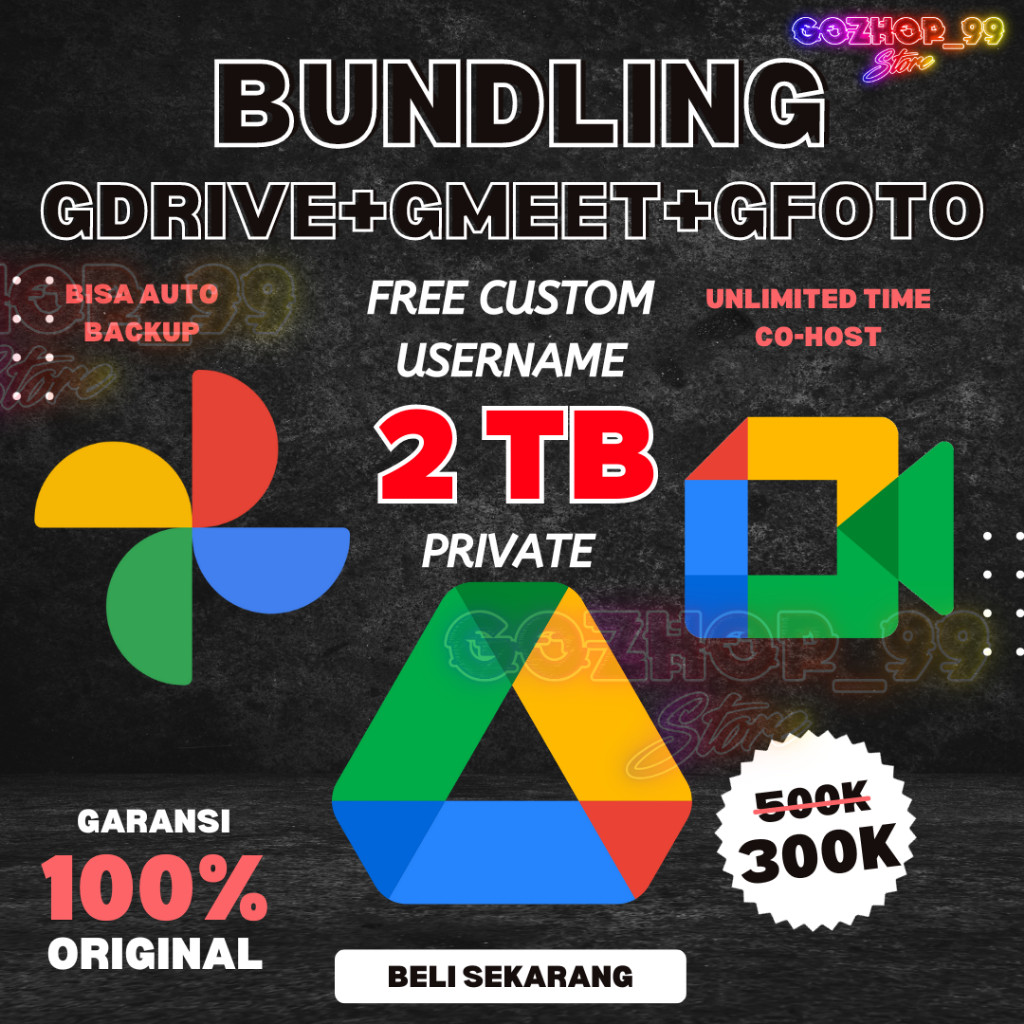 Google Drive Unlimited Max 2TB PRIVATE Bonus Google Photos + Google Meet Unlimited Lifetime Bergaran