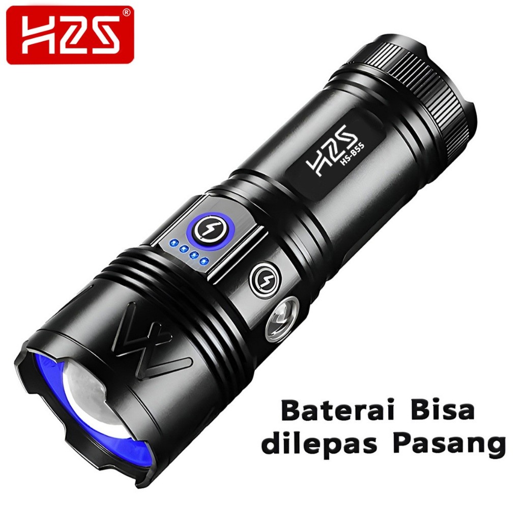 H2S Senter Zoom In Out B55 2200lumens Flashlight Side Lamp HS-B55