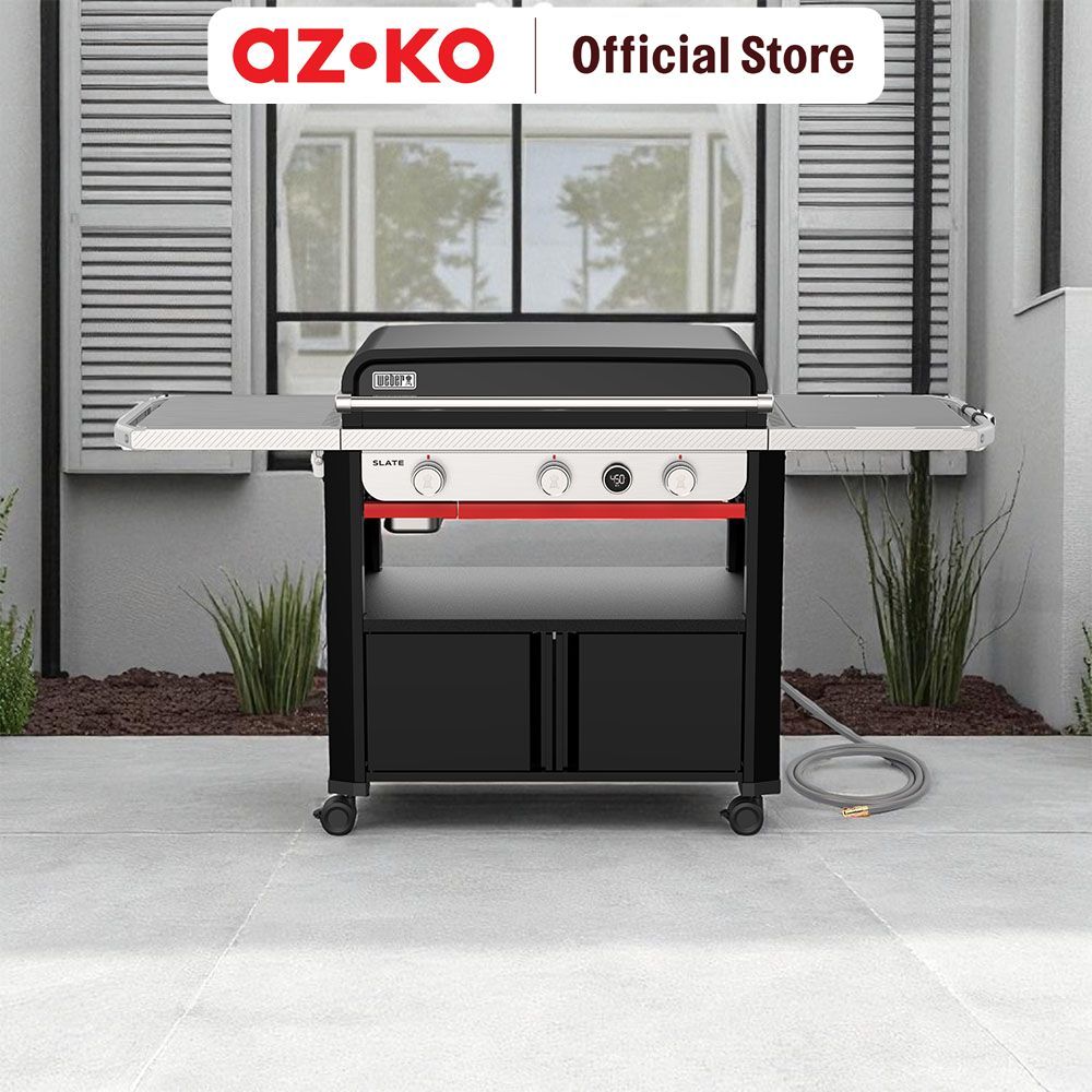 AZKO Weber Pemanggang Gas Slate 3 Tungku - Mix Grill Gas Pemanggang Bbq Gas Griddle Alat Bakar Dagin