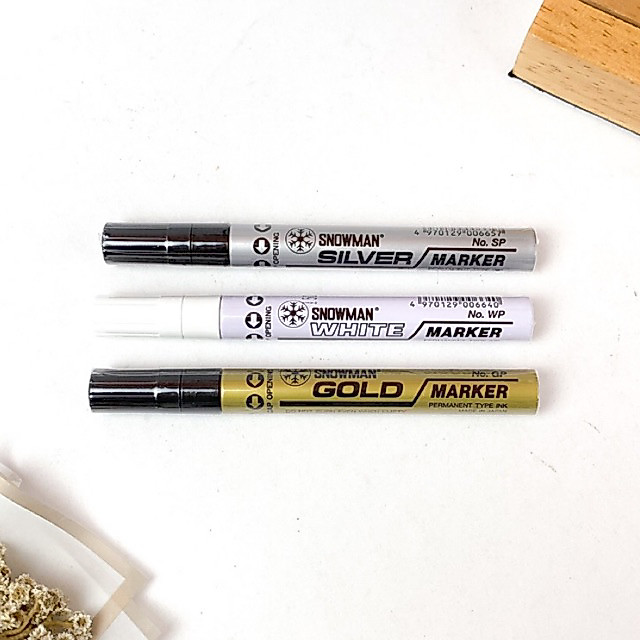 SPIDOL SNOWMAN MARKER PUTIH, SILVER & GOLD ( EMAS ) KECIL / SNOWMAN PAINT MARKER