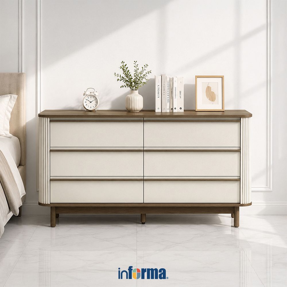 Informa Morie Laci Penyimpanan - Krem/Cokelat Walnut Cabinet Lemari Laci Dresser Storage Drawer