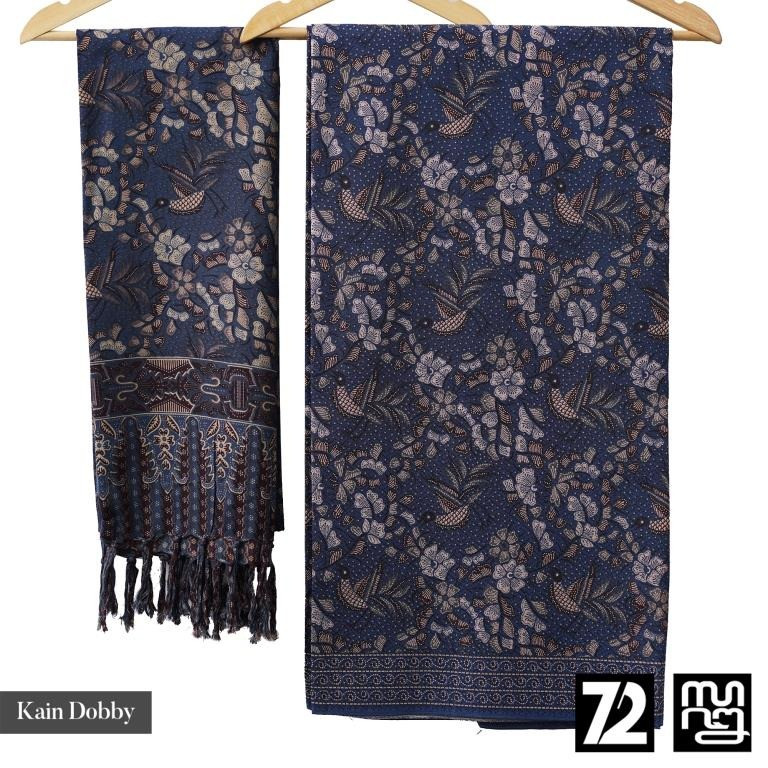72 Batik - Kain Dan Selendang Motif Burung Warna Biru Midnight Blue Dobby 723862