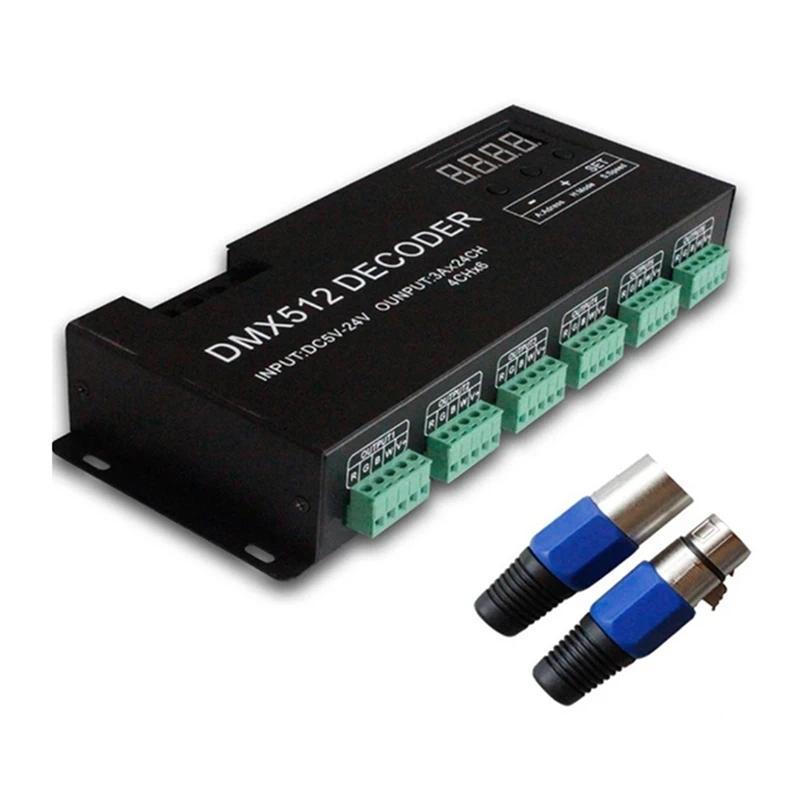 ABAC-Digital 24CH RGB RGBW DMX512 Decoder, RGBW 512 Decoder DMX 512 Controller For LED Strip