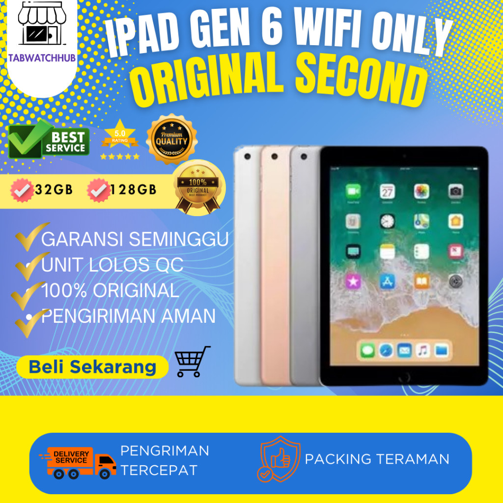 Ipad 6 32GB 128GB Wifi Only Second Fullset