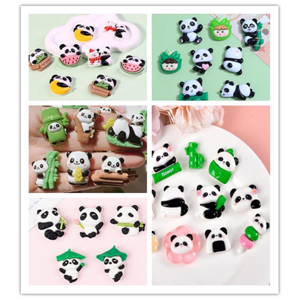 Flatback Resin Kawaii Panda Series Cabochon Scrapbook DIY Headgear Accessories Small Handicraft Acce