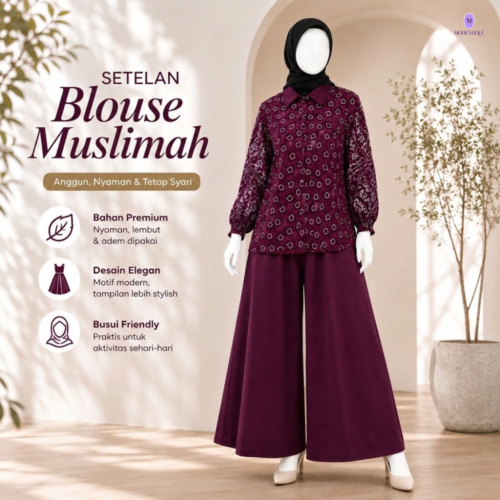 One Set Wanita Kayana - Setelan Rayon Premium Kulot Flowy Baju Muslim Casual Kondangan Kekinian