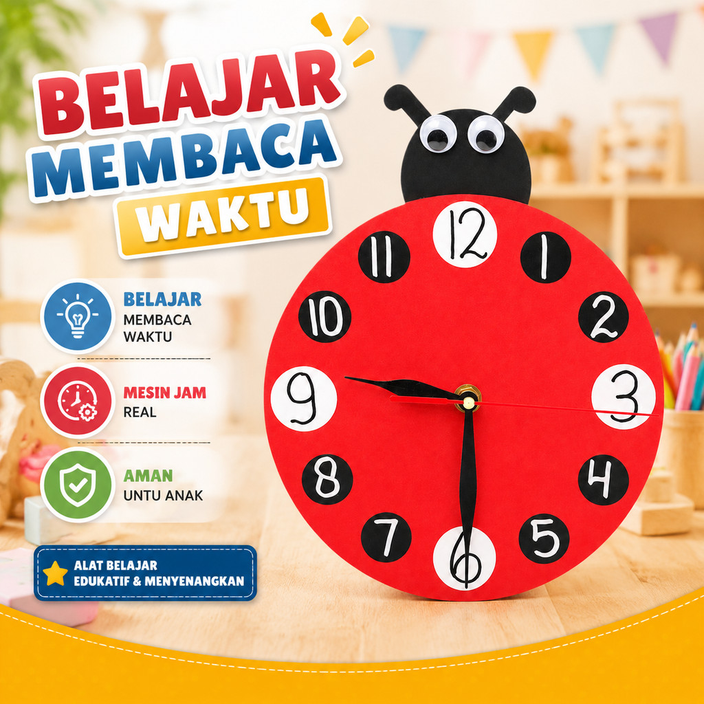 Jam belajar anak berbentuk kepik