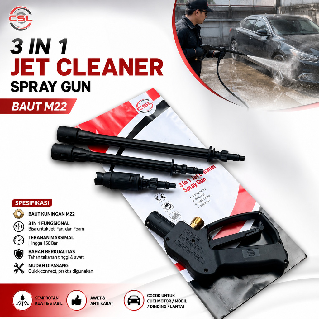 Gun jet cleaner 3 in 1 stik gun utk steam high pressure  stik cuci steam listrik