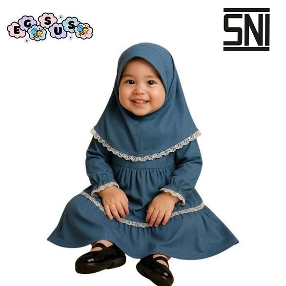 Coolbit- (Egsus) Gamis Hijab Bayi Aurora Pakaian Anak Balita Perempuan Muslim Polos Spandek  Model D