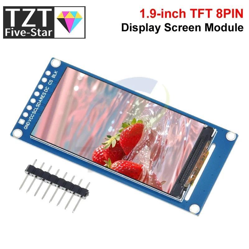 Layar LCD TFT IPS 1.9 Inci Sudut Pandang Penuh, Modul Layar Warna, Port Serial SPI, Definisi Tinggi 