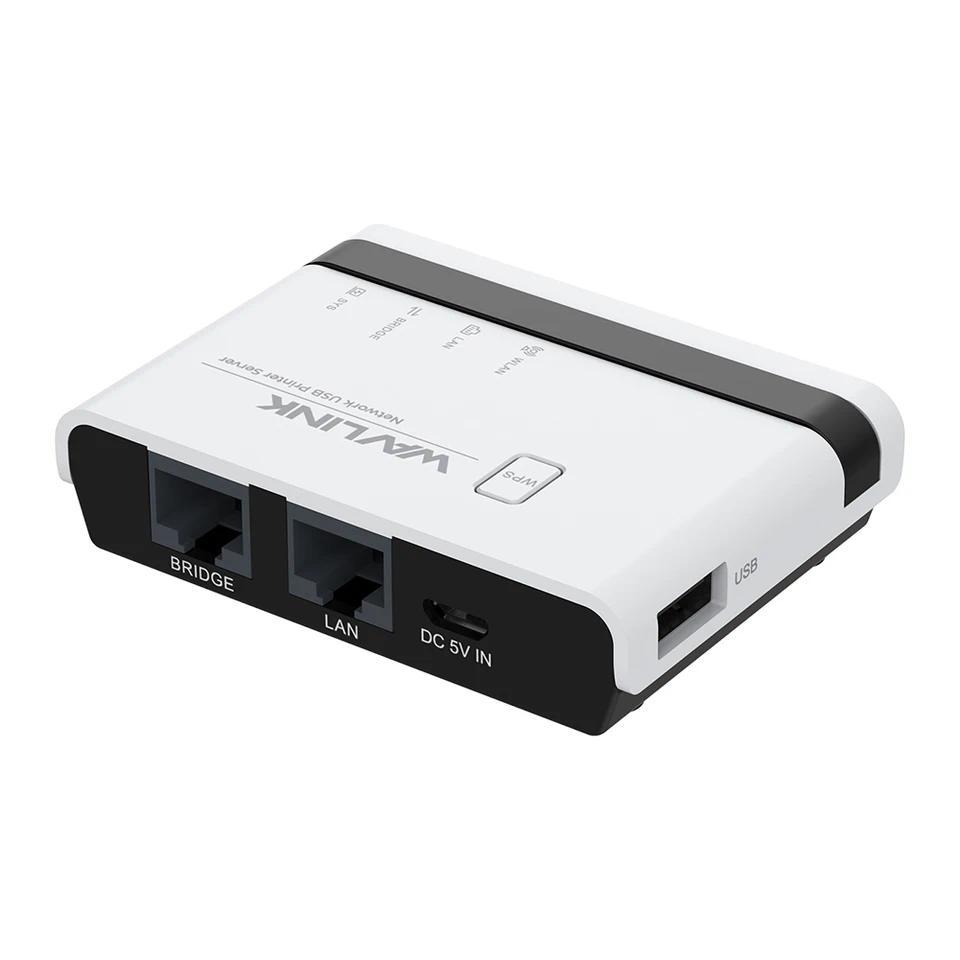 Wireless USB Printer Server 10/100Mbps Ethernet to USB2.0 Network LPR Print Server/2.4G WiFi Standar