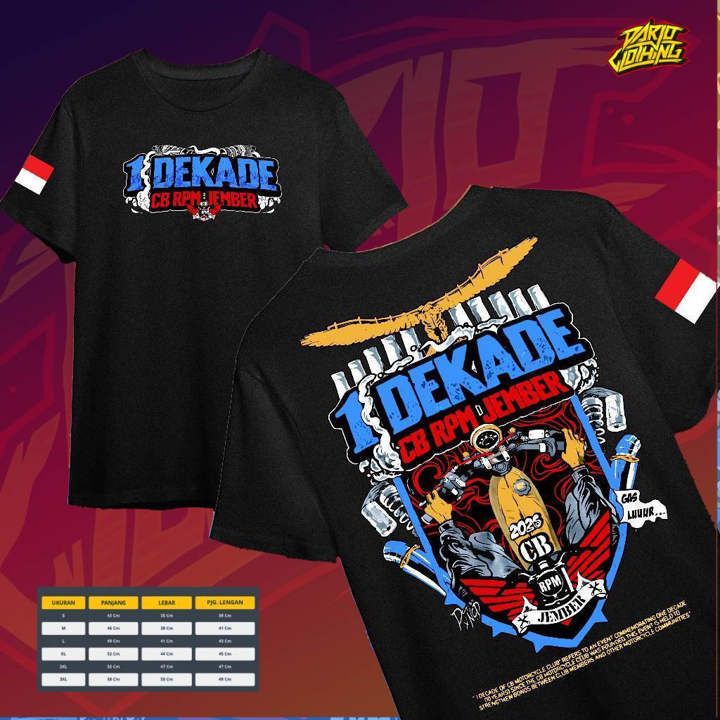KAOS 1 DEKADE CB RPM JEMBER T-SHIRT SATU DEKADE CB RPM JEMBER