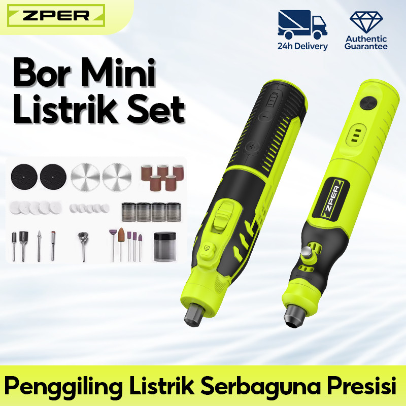 ZPER Bor Mini Listrik Set Lengkap Bor Portable Gerinda Listrik Grinder Alat Ukir Elektrik Mini Mesin