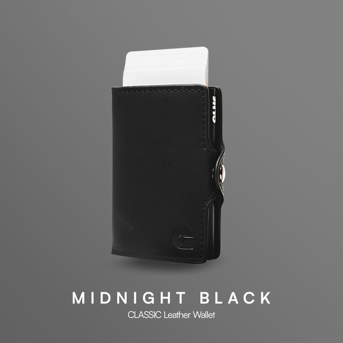 CLASSIC RFID Leather Pop Up Card Case Wallet by GLHF Studio - Midnight Black, Single