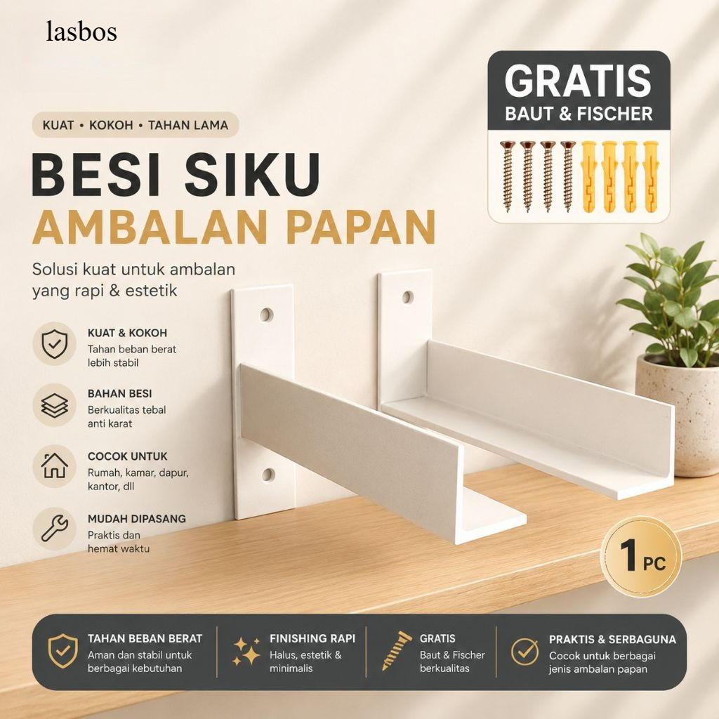 BRACKET BESI SIKU AMBALAN PAPAN / PENYANGGA PAPAN GANTUNG / SIKU L
