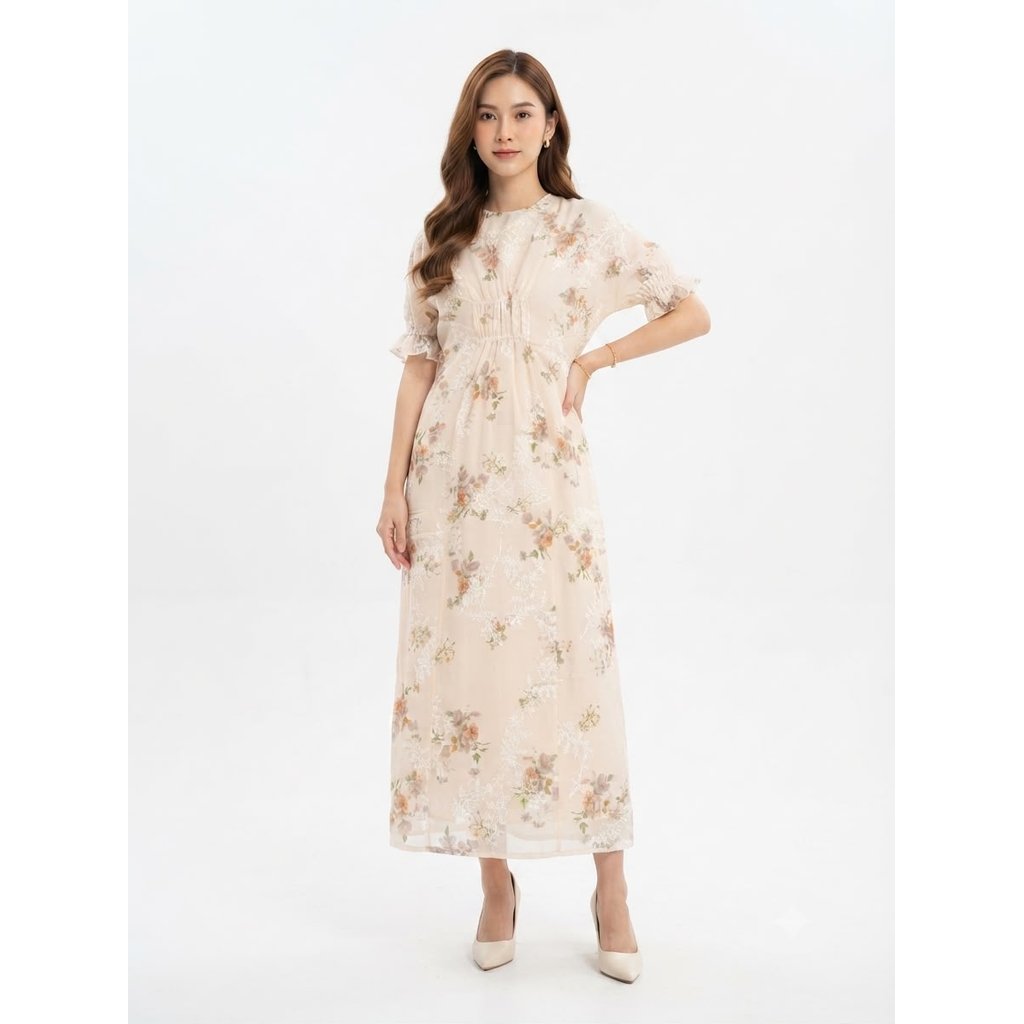 Eprise Kaftan Lengan Pendek Cream KP274B | Kaftan Wanita