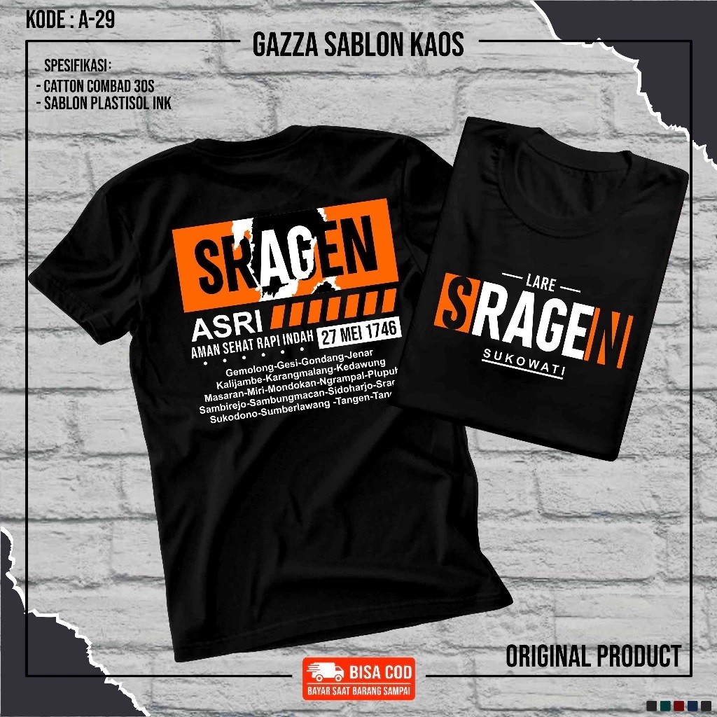 Kaos Distro LARE SRAGEN Kaos SRAGEN SUKOWATI Unisex | Kaos Distro Pria Wanita