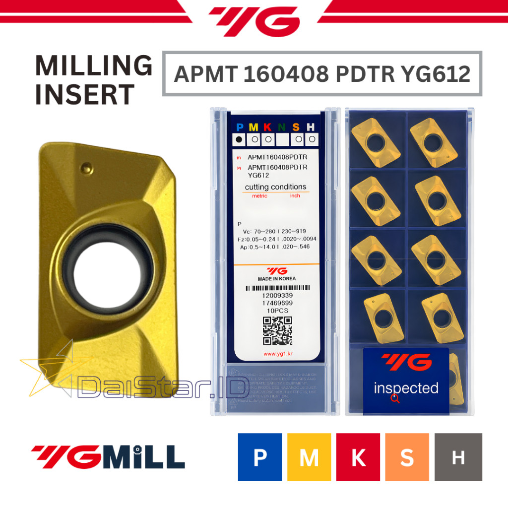 MegaCV YG-1 Insert APMT 160408 PDTR YG 612 Insert Milling 1604 Shoulder Mill APMT 16 YG612 YG1