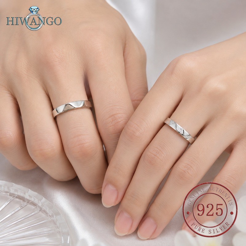 HIWANGO Cincin Kawin Pasangan Gaya Korea S925