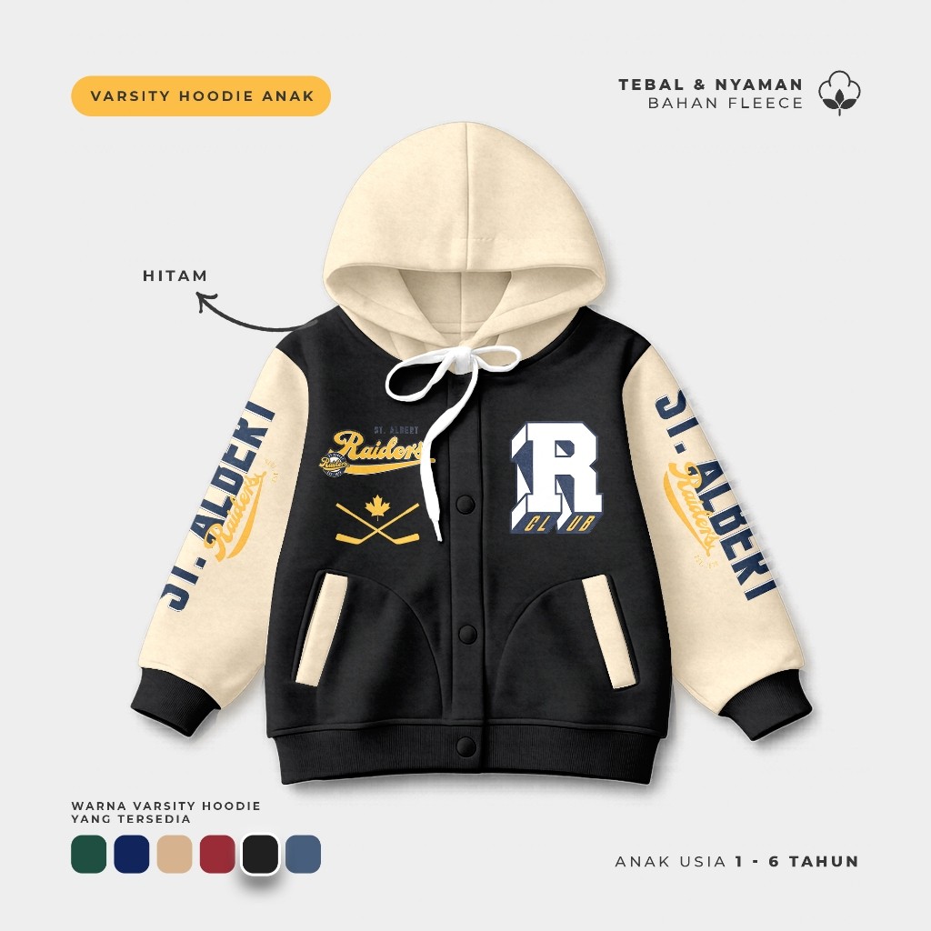Jacket Varsity Hoodie Anak Varsity Hoodie Varsity Hoodie Raiders Usia 1-6 Tahun Geamour Kids