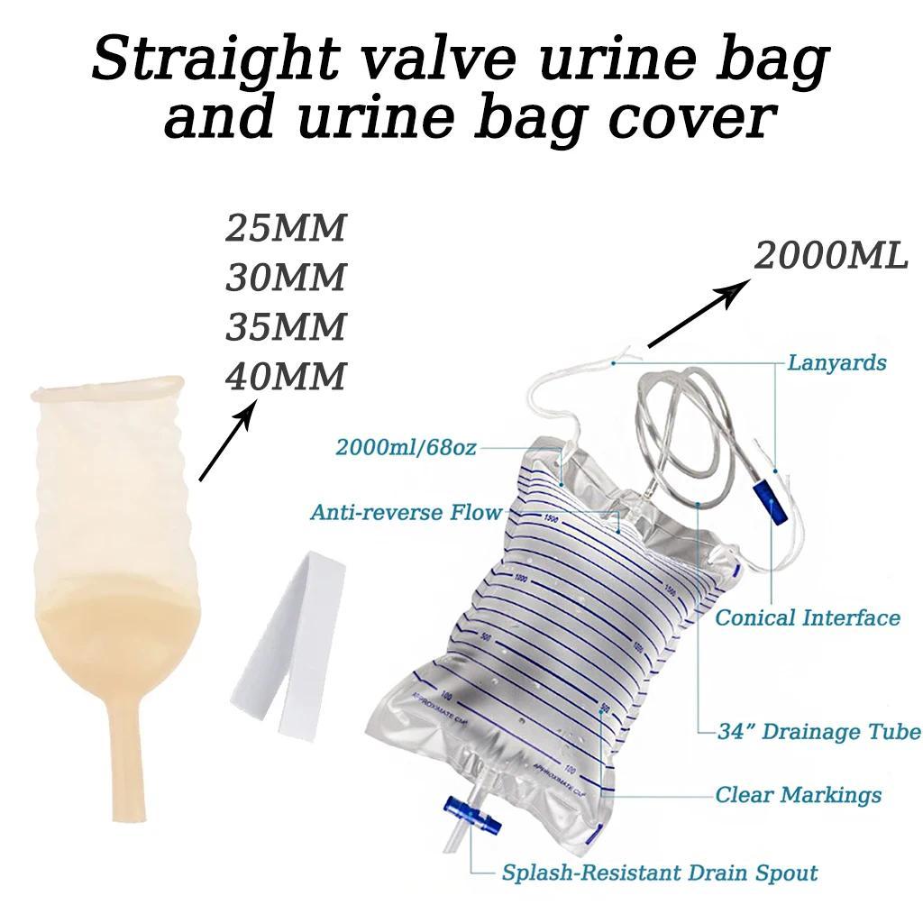 1 Set 2000ML Urine Collection Bag Drainage Bag Catheter Bag Elderly Incontinence Care for Man and sp