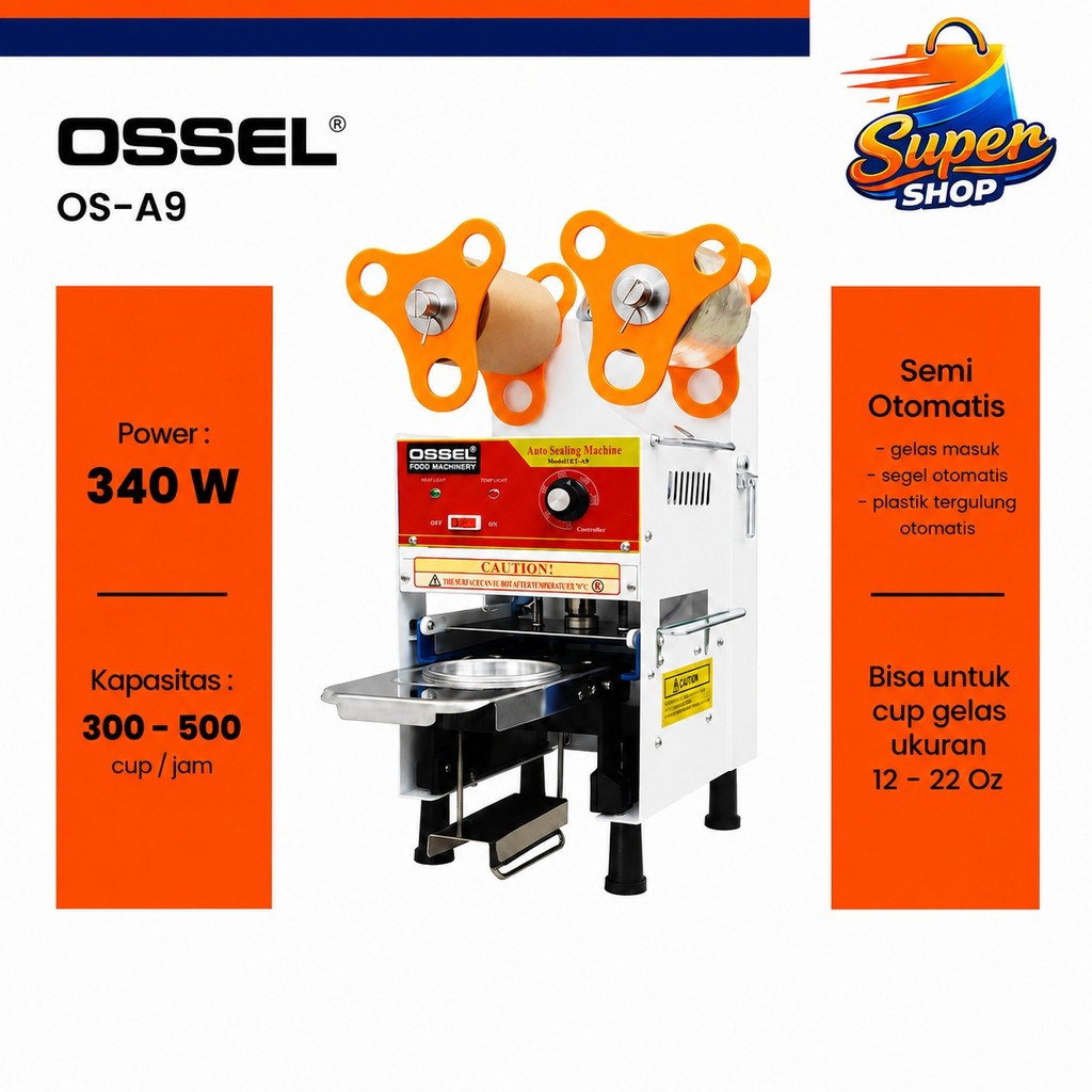 OSSEL Cup Sealer Semi Otomatis OS-A9 Mesin Press Gelas Pres Cup OS-A9 OSSEL