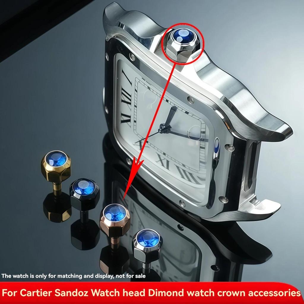 For Cartier Santos Wat Crown Stainless Steel Winng Crown Replacement Wat Crown Parts for Santos de C