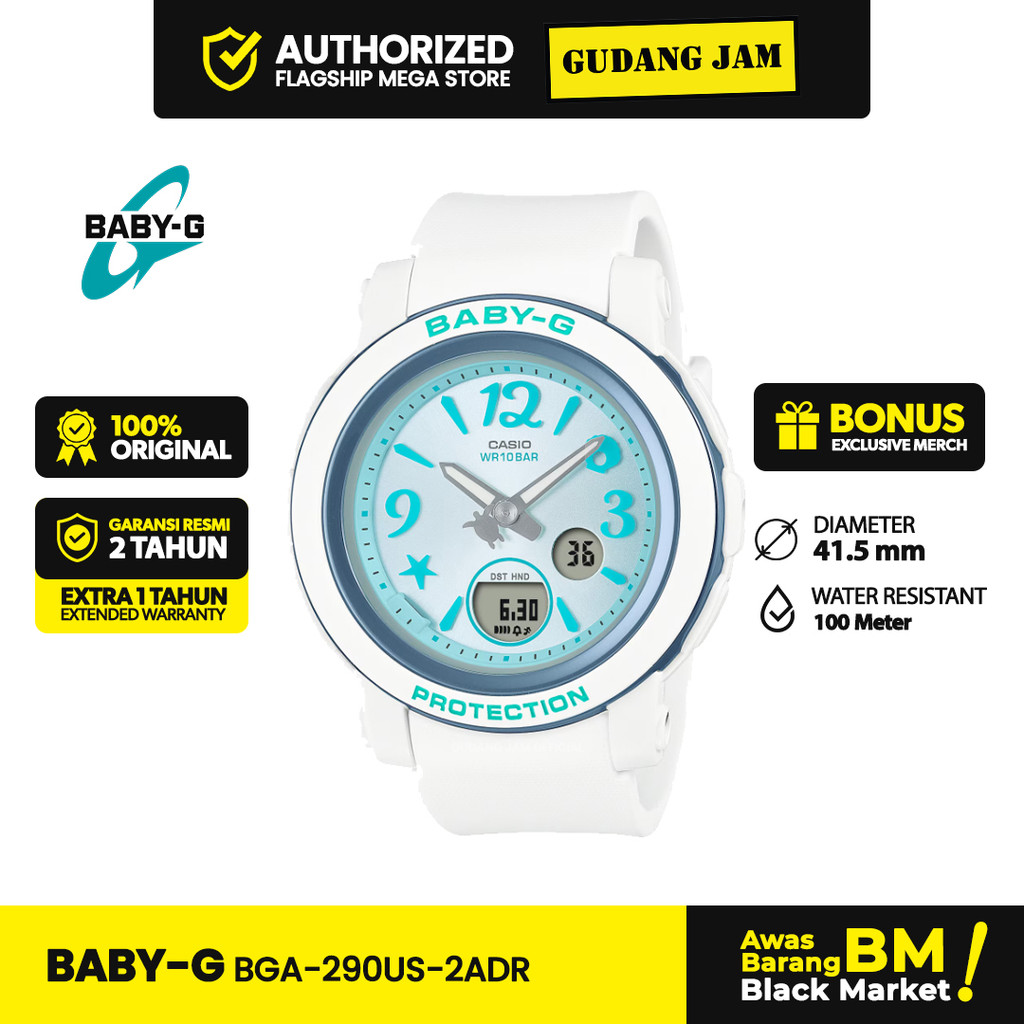 Baby-G Wanita BGA-290US-2ADR BGA-290US-2A BGA-290US BGA290US  Blue White