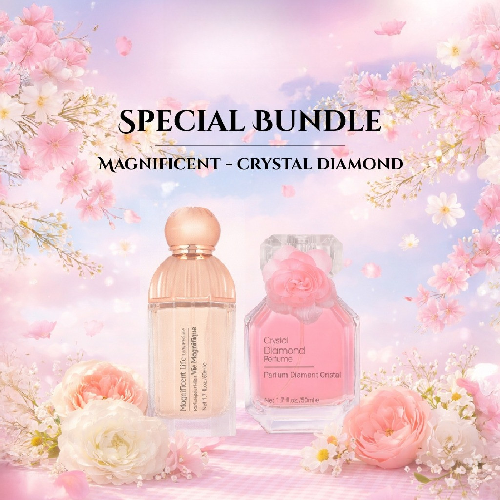INSPIRED PARFUME MINISO Crystal Diamond Perfume & Magnificent Life EDT Paket Kombo Isi 2 Botol 30ML 