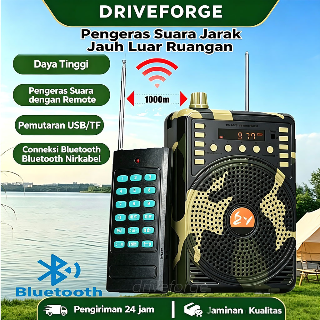 E388/E898 Bird Caller Speaker Impor Remote Control | MP3 Pemanggil Buruan Bluetooth 48W Full Mic EU 
