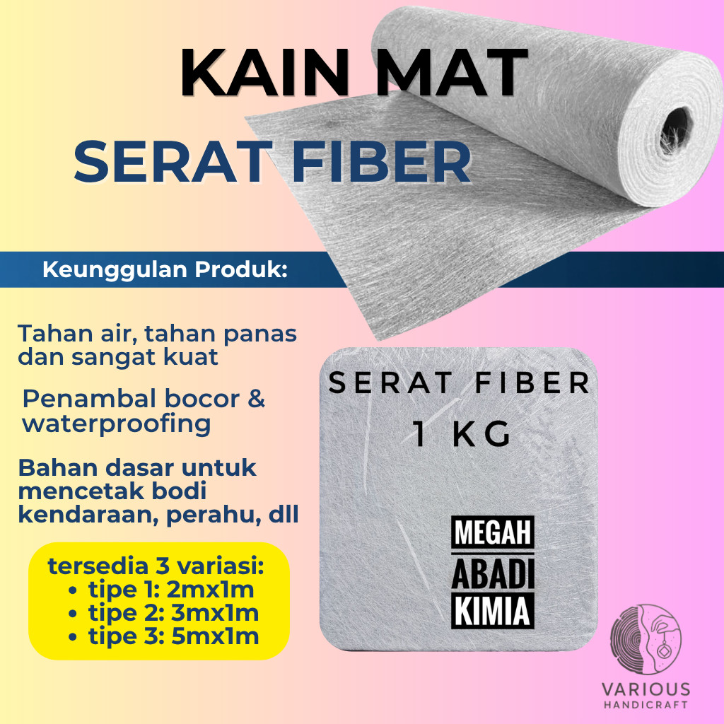 Serat Fiberglass Fiber Mat 1KG Cor Laminasi Kapal Kolam Resin Fiberglass DIY