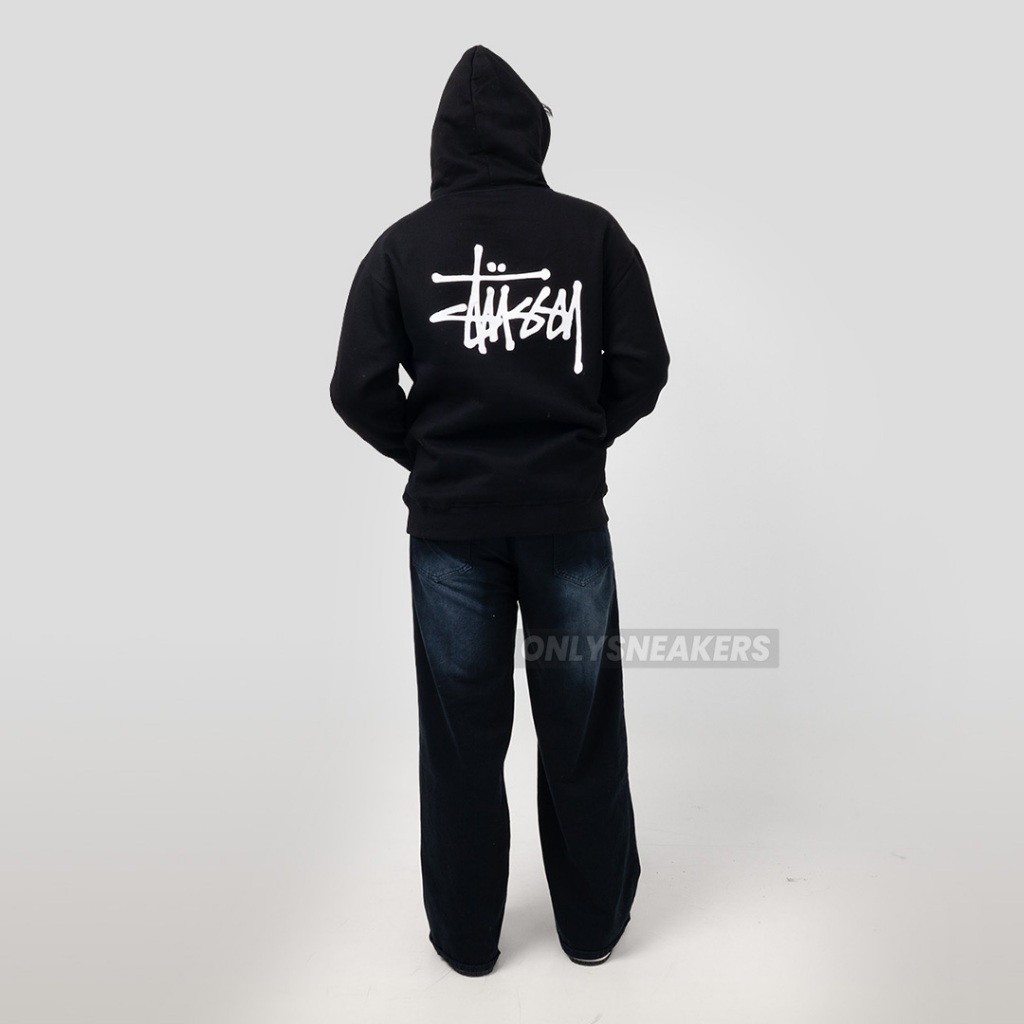 STUSSY BASIC STUSSY BLACK HOODIE