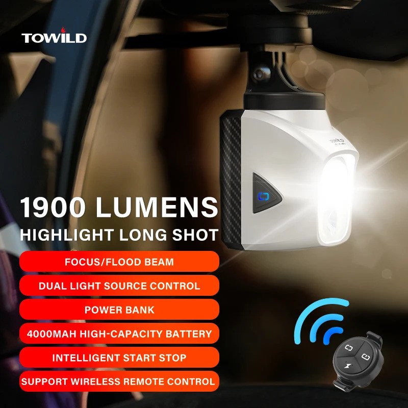 TOWILD DL1200S/DL1700 Bicycle Light With Cut-Off Line Beam1900LM Rechargeable Bike Front Light Power