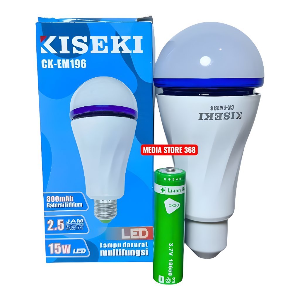 Lampu LED Kiseki CK-EM196 Lampu Darurat Multifungsi 15W Baterai Lithium 800mAh 2.5 Jam